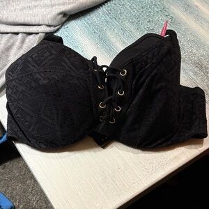 Elegant Black Lace-Up Women's Bra